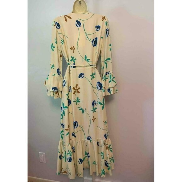 DVF Diane von Furstenberg Madeline Growing Tulip Bone wrap dress midi new XS 0 2 - Picture 3 of 6